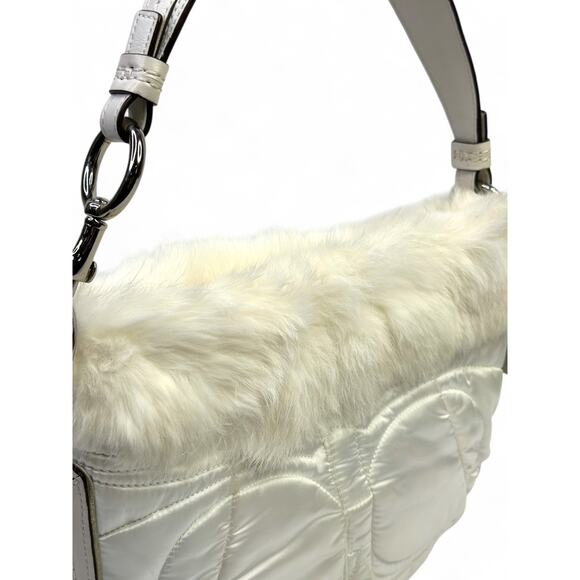 Coach Vintage Y2K Rabbit Fur Trim Puffer Shoulder Bag - Picture 4 of 16